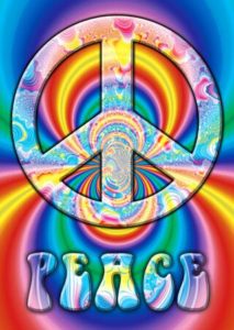 peace symbol and font